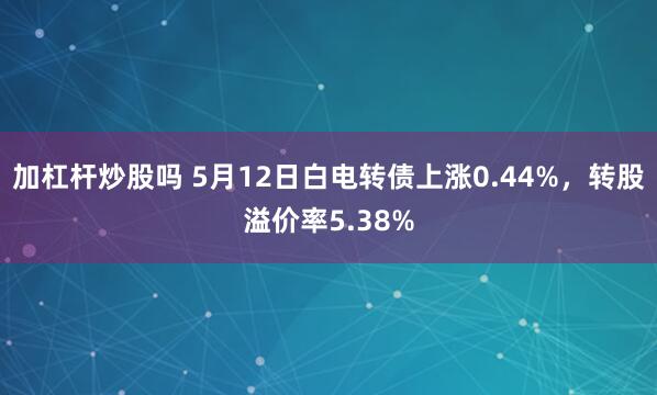 加杠杆炒股吗 5月12日白电转债上涨0.44%，转股溢价率5.38%