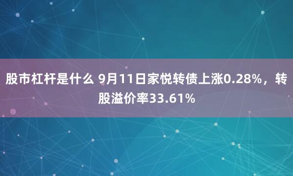 股市杠杆是什么 9月11日家悦转债上涨0.28%，转股溢价率33.61%